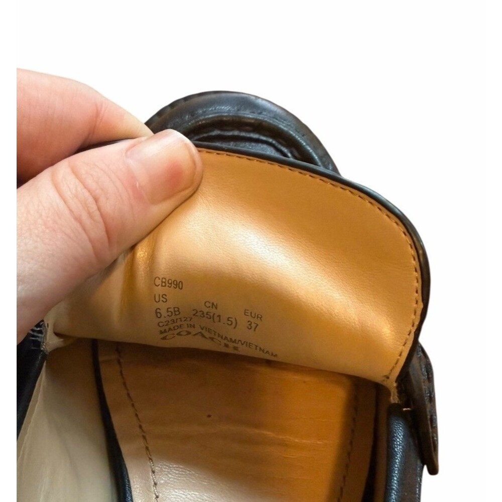 Coach Black Leah Leather Platform Loafers Slip-On Shoes Size 6.5 Logo Chunky Y2K - Picture 6 of 12